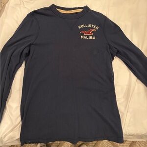 Hollister Navy Crewneck Pullover with Embroidered Seagull